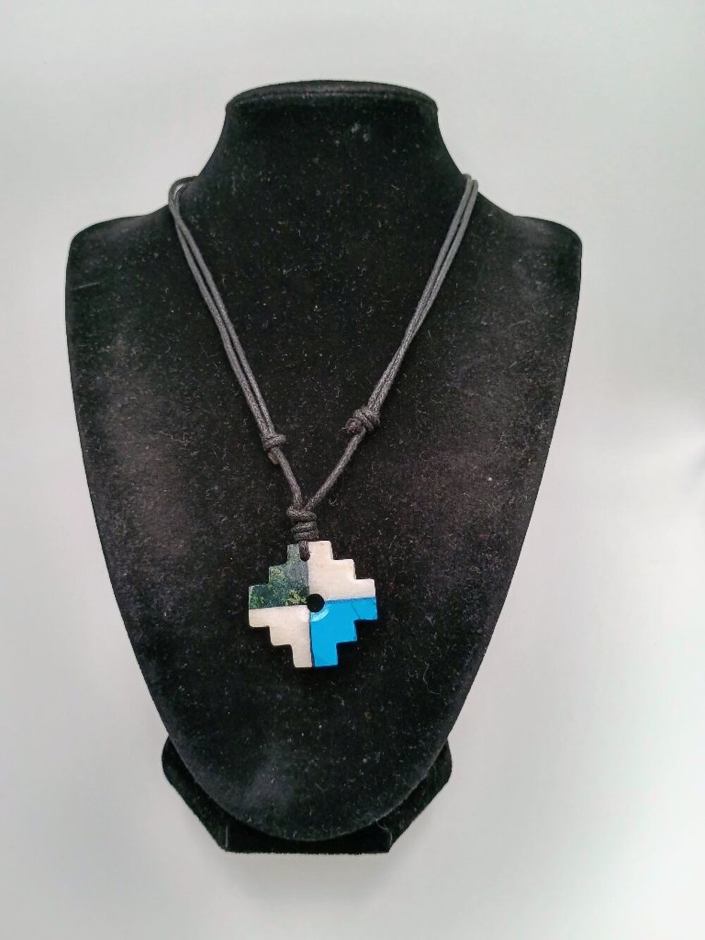 Chakana Inca Necklace, Hand Carved Andean Cross, Natural Stone